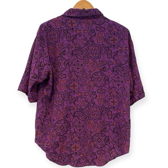 California Happenings Vintage Purple Short Sleeve Button Up Shirt Size Small - Picture 3 of 4
